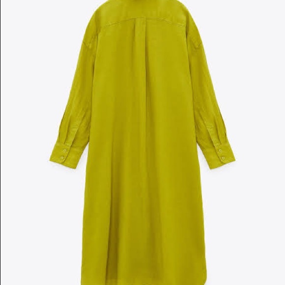 Zara oversized shirt linen dress in lime green colour - Picture 8 of 11